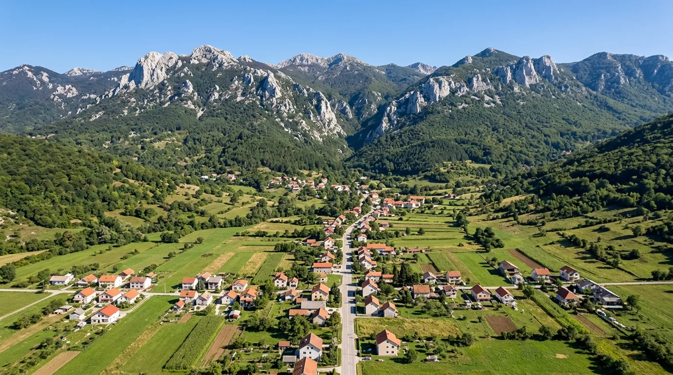 Kombi prevoz Šid → Sveti Rok — Sveti Rok među poljima pod vrhovima Velebita · Apex Travels